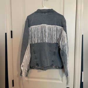 Oversized Denim Jacket with Fringe - NWT Size Medium